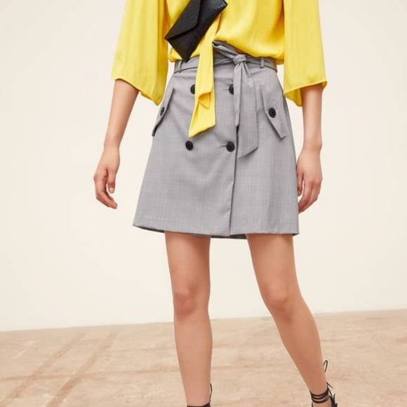 Zara Plaid Grey Button Wrap A-line Skirt size xS - Picture 3 of 4